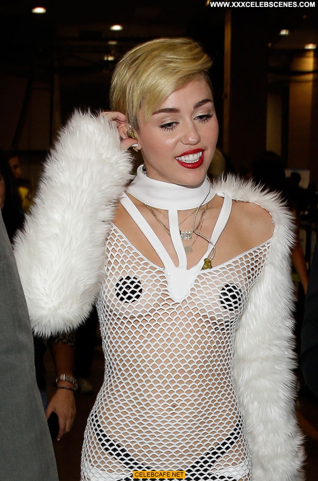 Miley Cyrus No Source Posing Hot Celebrity Babe Bra See Through