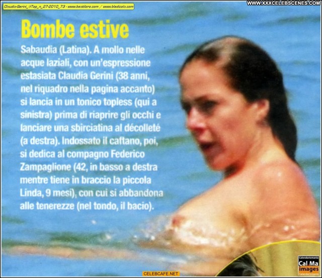 Claudia Gerini No Source Posing Hot Topless Toples Celebrity Sea