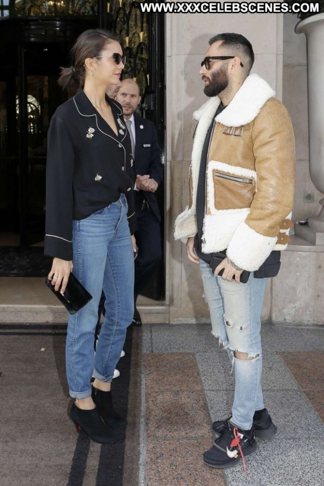 Nina Dobrev No Source Paris Beautiful Posing Hot Celebrity Hotel