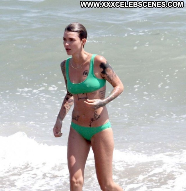 Ruby Rose Malibu Beach Babe Bikini Celebrity Posing Hot Beautiful