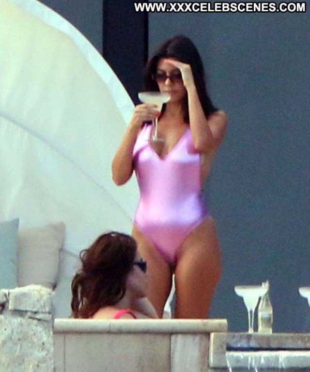 Kourtney Kardashia The Pool Pool Swimsuit Celebrity Posing Hot