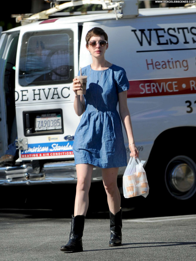 Anne Hathaway West Hollywood Posing Hot Candids Hat Paparazzi